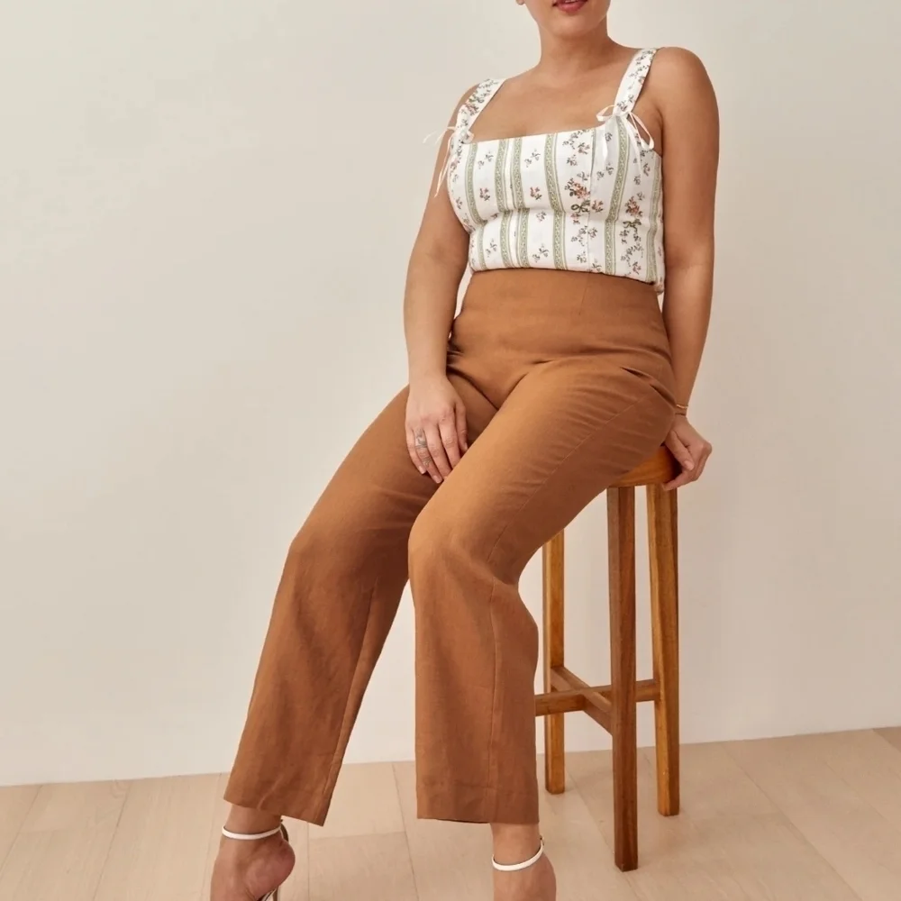 Reformation Justin Linen Pant in Barley size 2 NWT